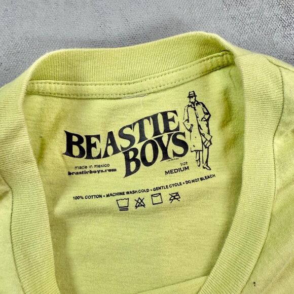 Beastie Boys 2007 Cut-Out Yellow-Green Cotton T-shirt Men's Medium - Picture 3 of 5
